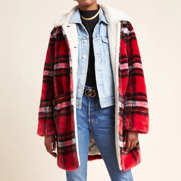 Anthropologie Jackets & Blazers - Anthro Sanctuary Sierra Plaid Sherpa Line Coat